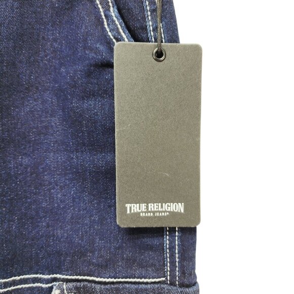 True Religion Womens Denim Cargo Maxi Skirt Size 28 Dark Wash Utility Pocket - Picture 4 of 10